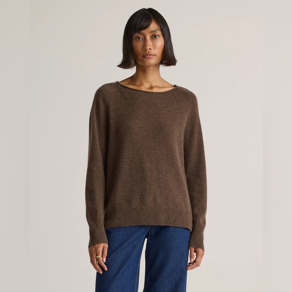 Quince Mongolian Cashmere Boatneck Sweater Brown Medium